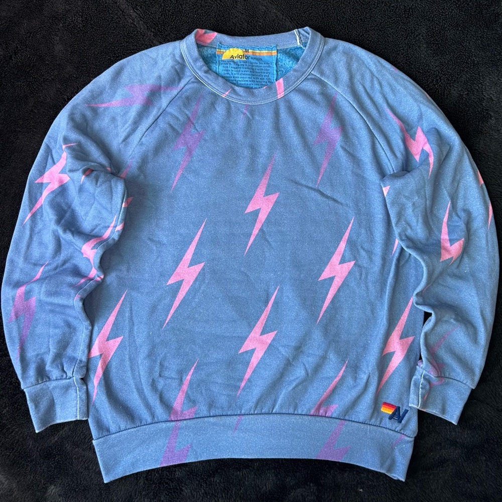 Aviator Nation Lightning Bolts Sweatshirt Womens 
-Size Medium